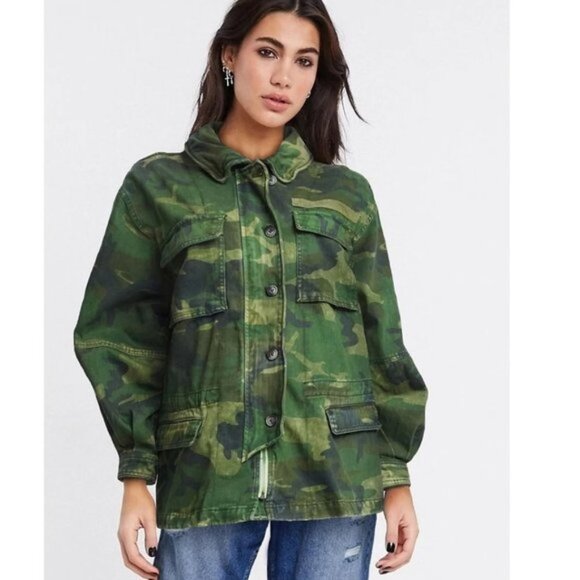 FREE PEOPLE Lightweight Jacket In Camo-green - Picture 3 of 11